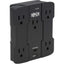 Tripp Lite Safe-IT 5-Outlet Surge Protector USB-A/USB-C Ports 5-15P Direct Plug-In 1050 Joules Antimicrobial Protection Black