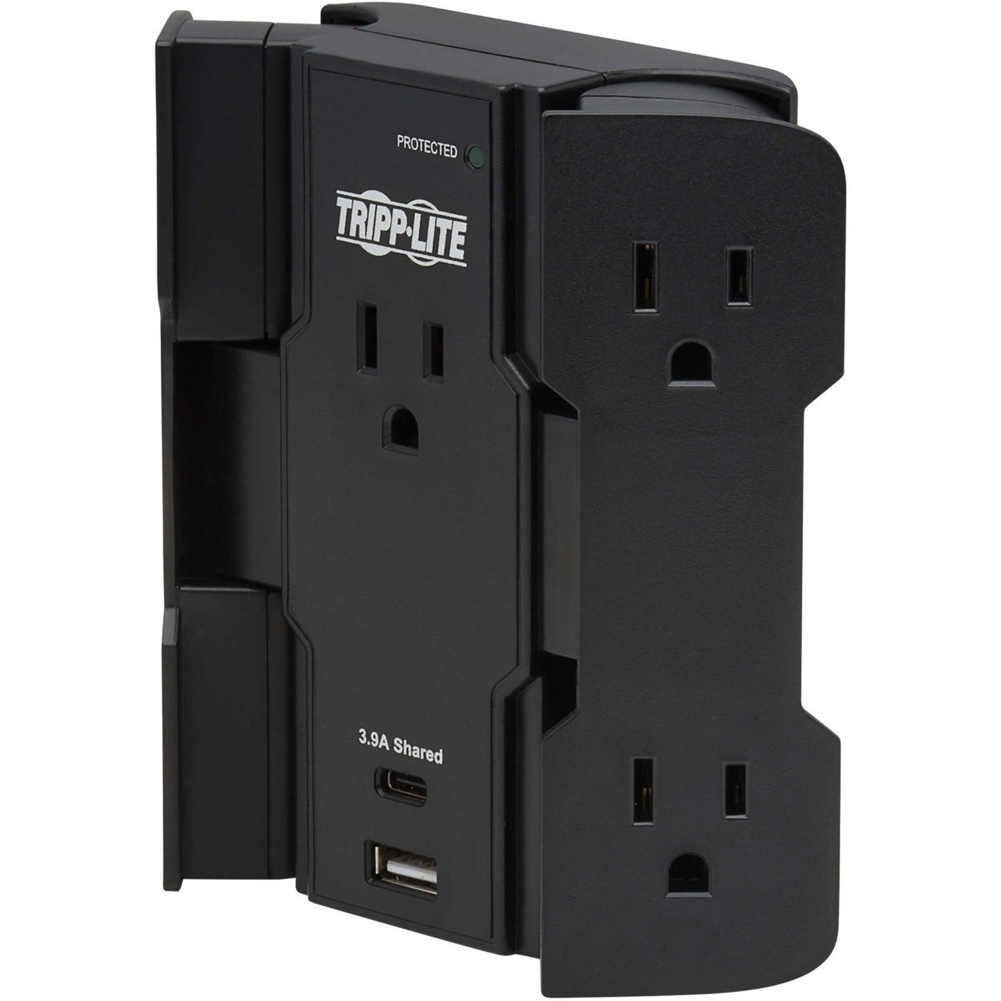 Tripp Lite Safe-IT 5-Outlet Surge Protector USB-A/USB-C Ports 5-15P Direct Plug-In 1050 Joules Antimicrobial Protection Black