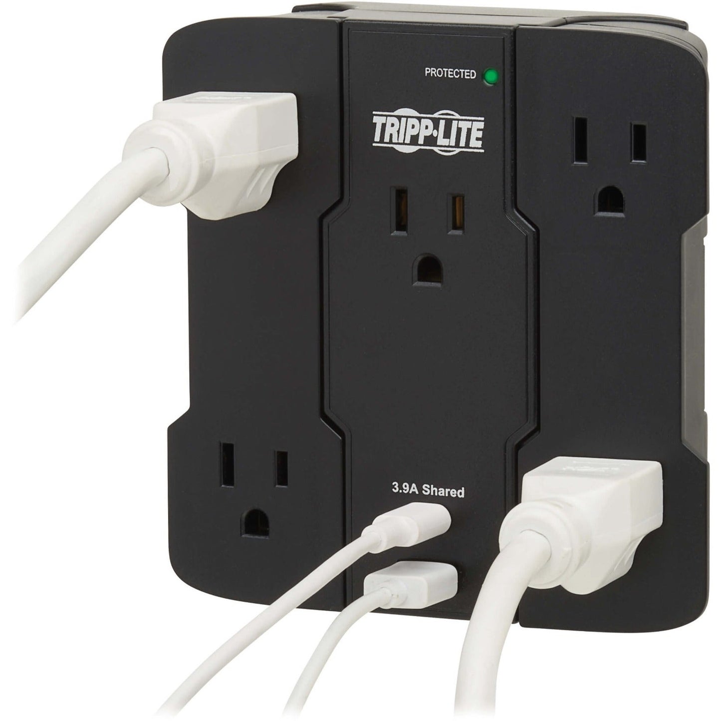 Tripp Lite Safe-IT 5-Outlet Surge Protector USB-A/USB-C Ports 5-15P Direct Plug-In 1050 Joules Antimicrobial Protection Black