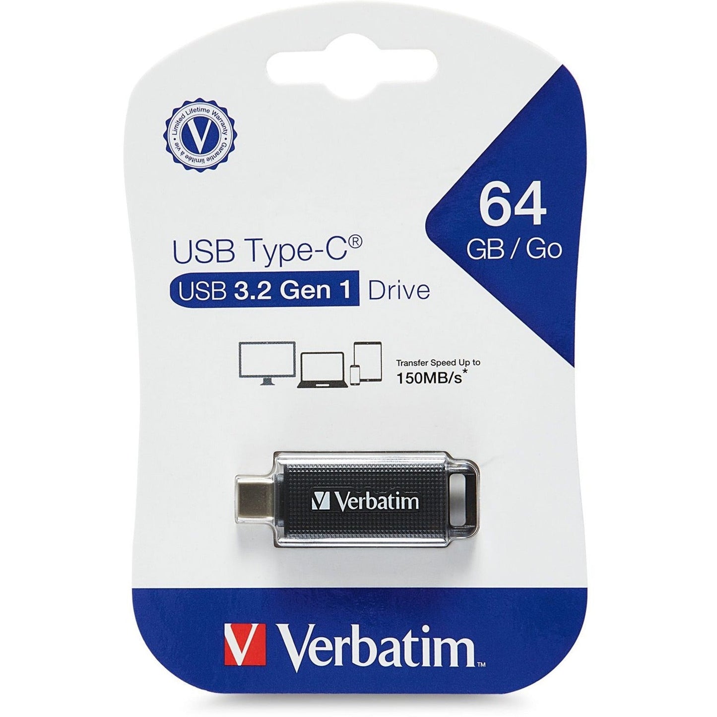 Verbatim 64GB USB Type-C USB 3.2 Gen 1 Flash Drive