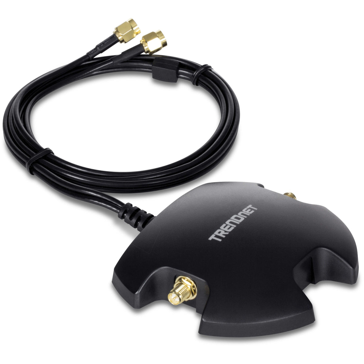 TRENDnet Magnetic Dual Antenna Mounting Base Stand RP-SMA Female with RP-SMA Male Extension Cable 1m (3.3 ft.) Black TEW-LB101
