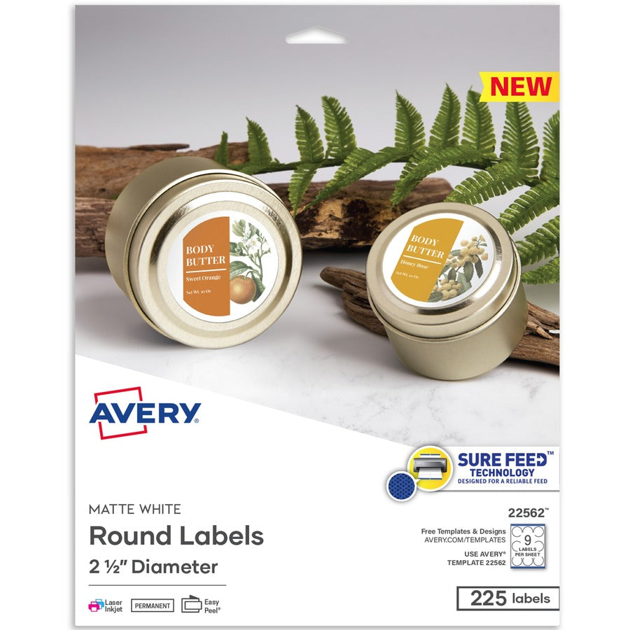 Avery&reg; Matte White Sure Feed Labels