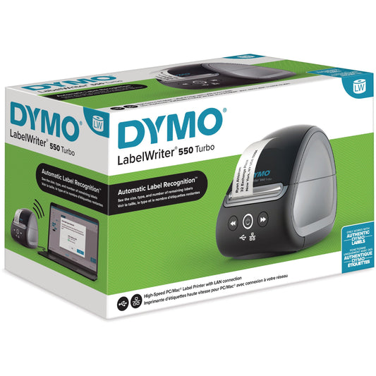 Dymo LabelWriter 550 Direct Thermal Printer - Monochrome - Label Print - Ethernet - USB - USB Host - Black