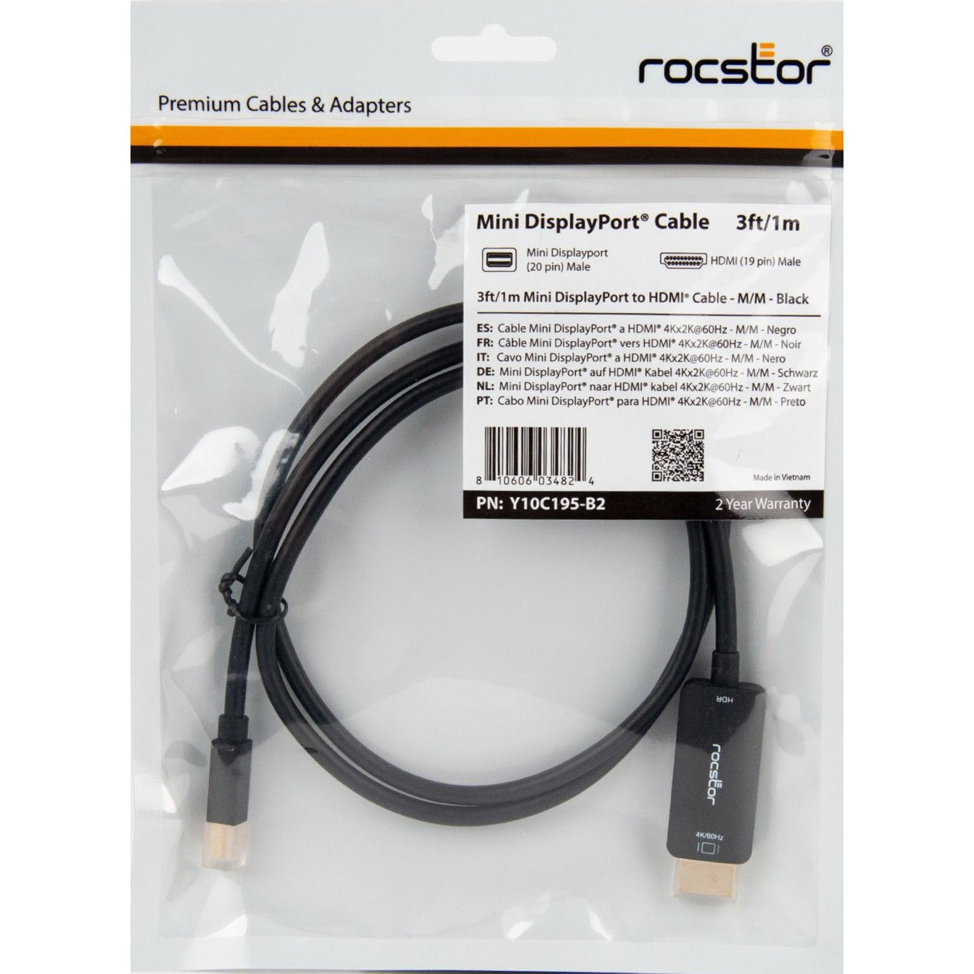 Rocstor Premium Mini DisplayPort to HDMI Cable M/M