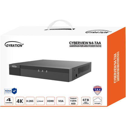 Gyration 4-Channel Network Video Recorder With PoE TAA-Compliant