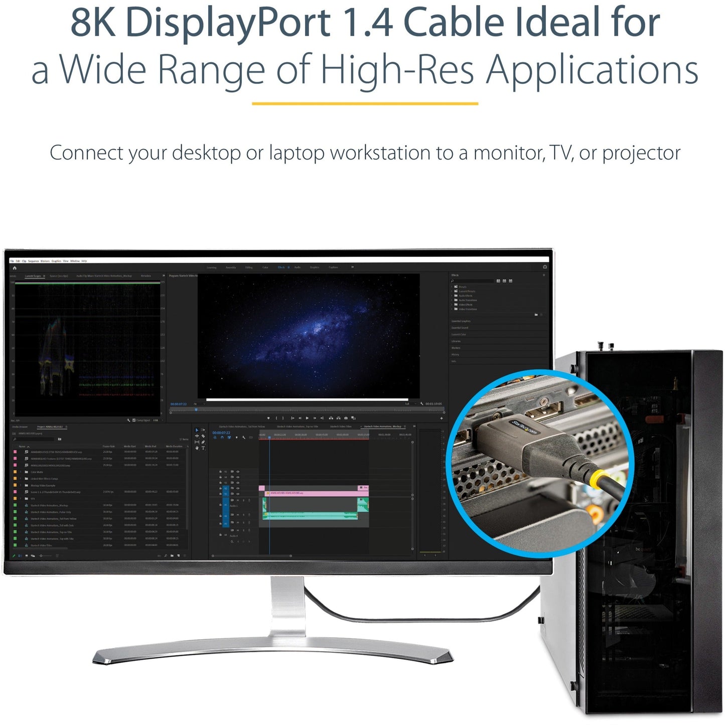 StarTech.com 6ft (2m) VESA Certified DisplayPort 1.4 Cable 8K 60Hz HDR10 UHD 4K 120Hz Video DP to DP Monitor Cord DP 1.4 Cable M/M