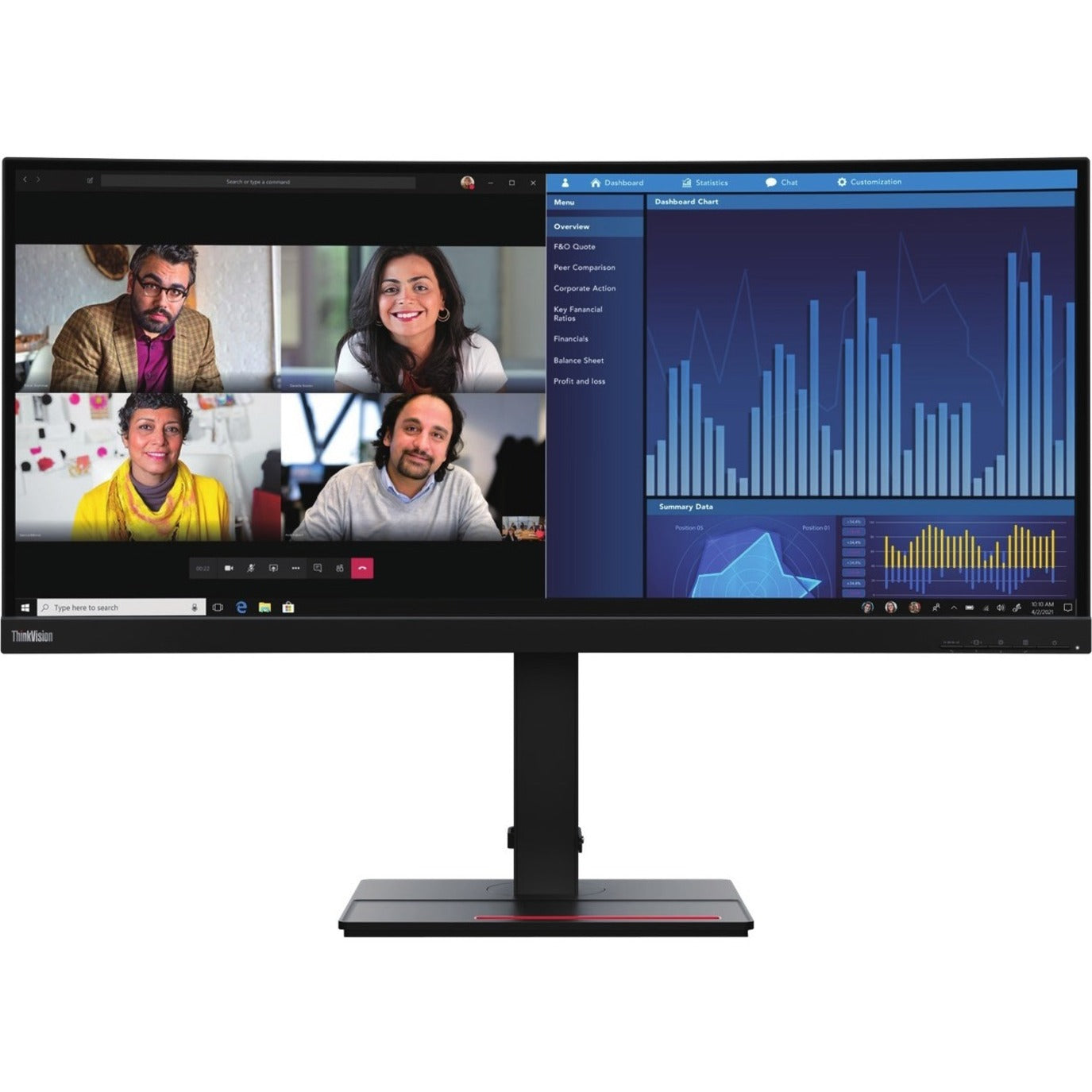 Lenovo ThinkVision P34W-20 34" UW-QHD Curved Screen LCD Monitor - 21:9 - Raven Black