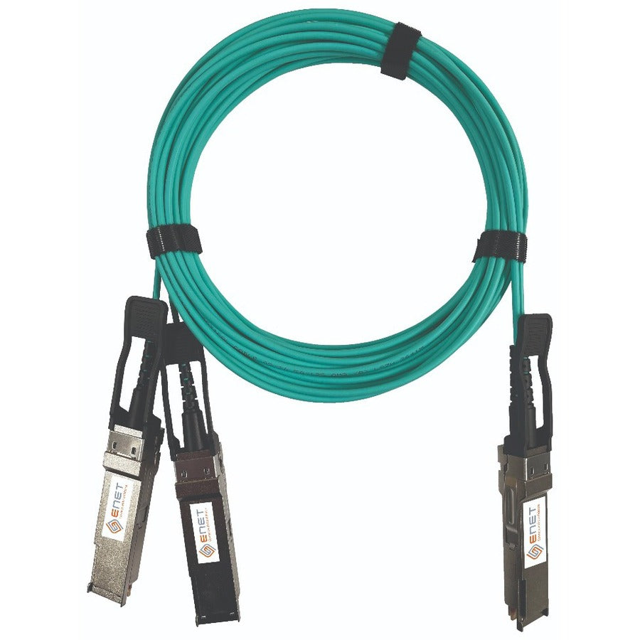 ENET Mellanox Compatible MFS1S50-H015E TAA Compliant Functionally Identical 200GBase-AOC QSFP56-IB to 2x 100G QSFP56-IB Active Optical Cable LSZH OM3 15m