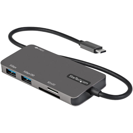 StarTech.com USB C Multiport Adapter USB-C to 4K HDMI 100W PD Pass-through SD/MicroSD 3xUSB 3.0 USB Type-C Mini Dock 12" Long Cable