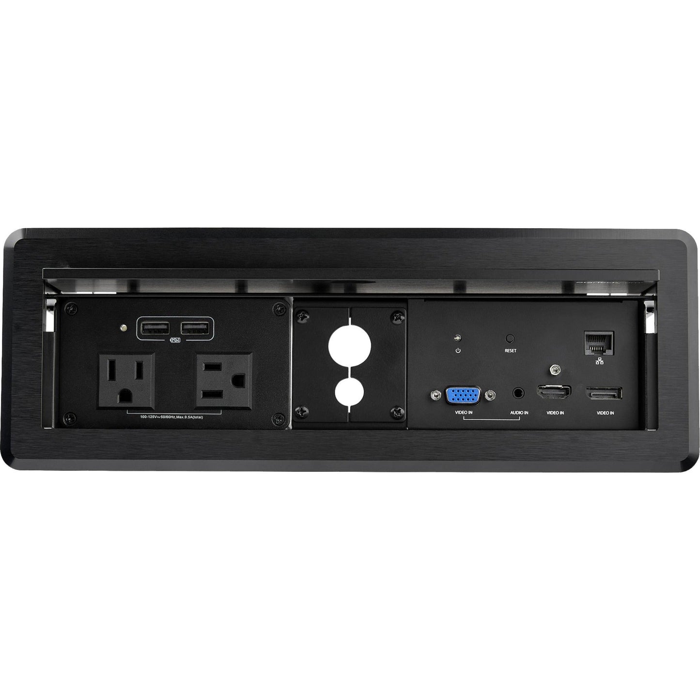 StarTech.com Conference Table Box for AV Connectivity & Charging 4K HDMI/DP or VGA GbE Audio Power Center w/ 2x USB & 2x UL AC Outlets