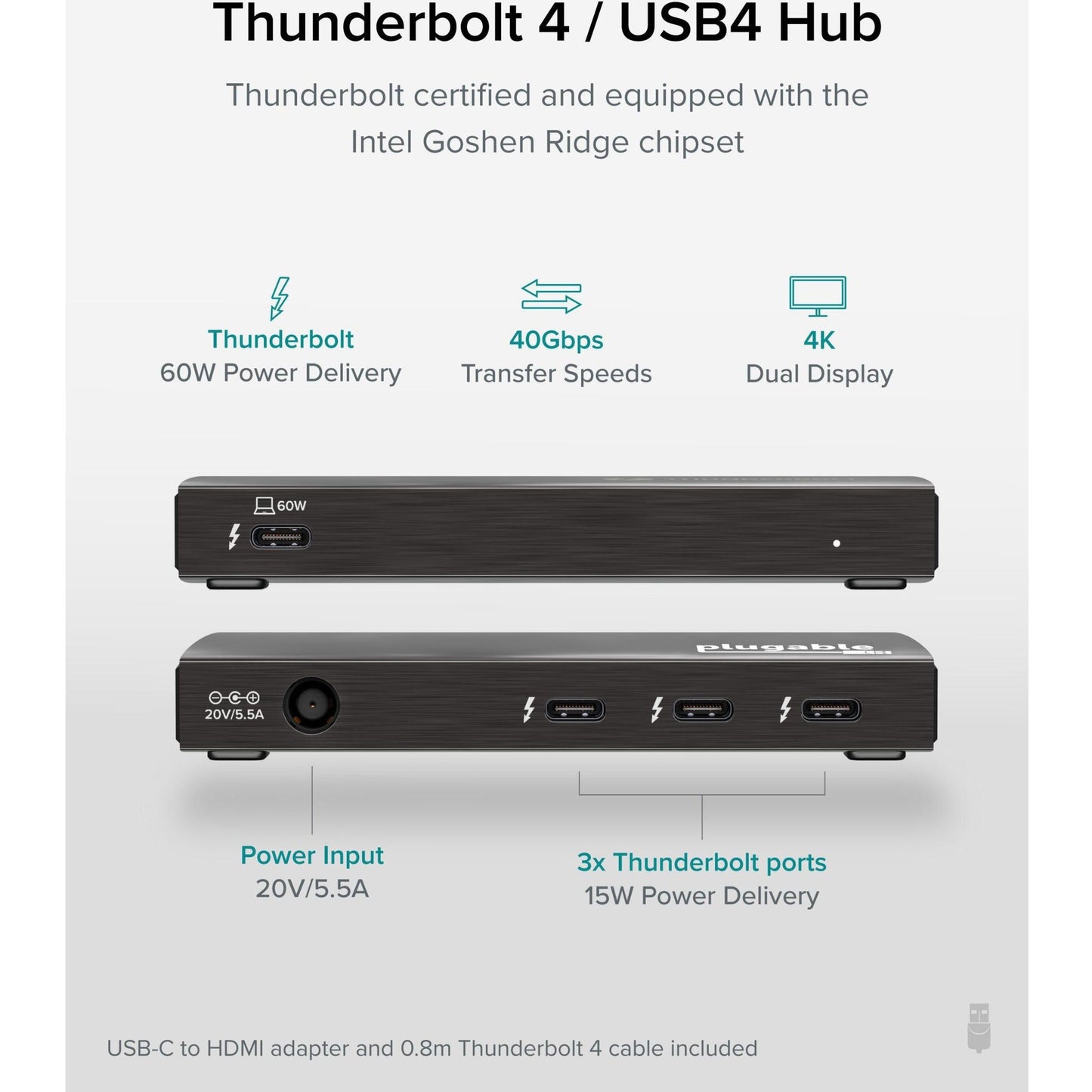 Plugable 4-Port Thunderbolt 4 Hub