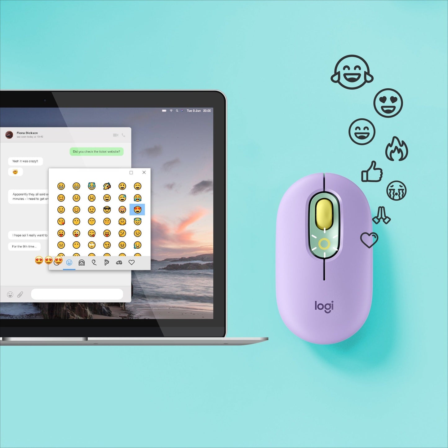 Logitech POP Mouse with emoji - Daydream Mint