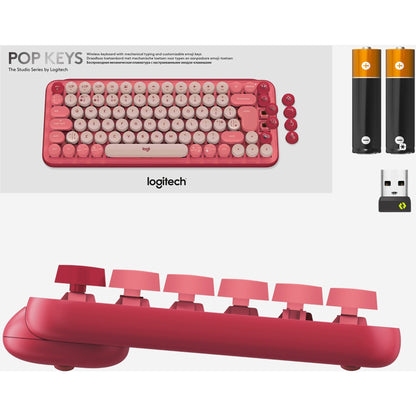 Logitech POP Keys Wireless Mechanical Keyboard With Emoji Keys - Heartbreaker Rose