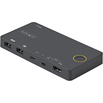 StarTech.com 2 Port Hybrid USB-A + HDMI & USB-C KVM Switch Single 4K 60Hz HDMI 2.0 Monitor Compact Desktop and/or Laptop HDMI KVM Switch