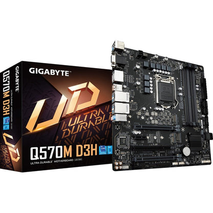 Gigabyte Ultra Durable Q570M D3H Desktop Motherboard - Intel Q570 Chipset - Socket LGA-1200 - Intel Optane Memory Ready - Micro ATX