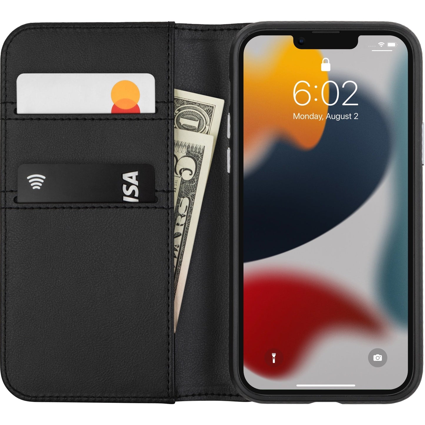 Moshi Overture Carrying Case (Wallet) Apple iPhone 13 mini Smartphone - Jet Black