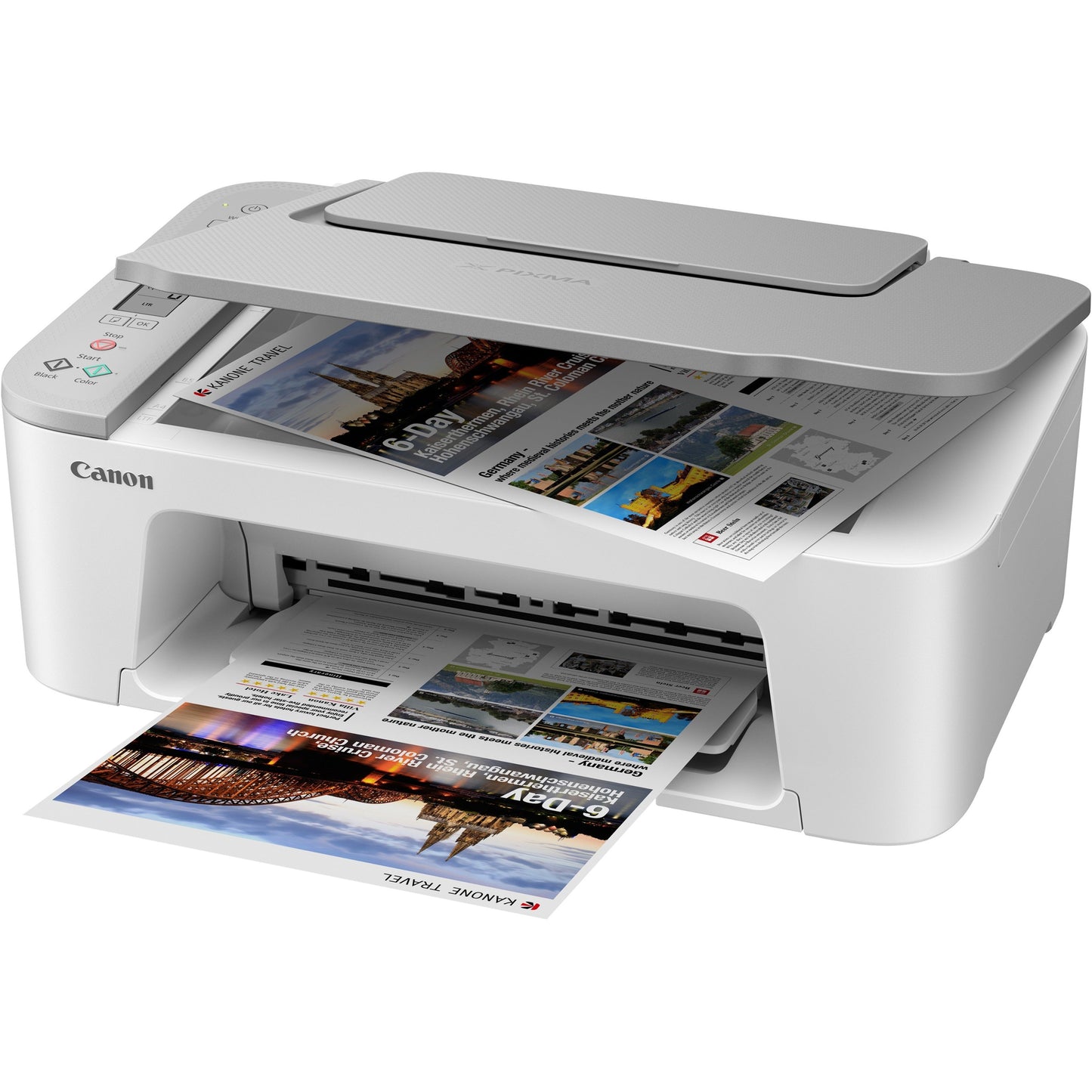 Canon PIXMA TS3520 Inkjet Multifunction Printer-Color-Copier/Scanner-4800x1200 dpi Print-60 sheets Input-1200 dpi Optical Scan-Wireless LAN-Apple AirPrint-Mopria-Canon PRINT Application-Canon Plug-in-PictBridge-PIXMA Cloud Link Print