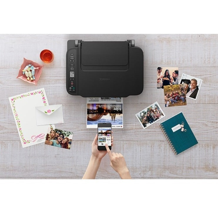 Canon PIXMA TS3520 Inkjet Multifunction Printer-Color-Black-Copier/Scanner-4800x1200 dpi Print-60 sheets Input-1200 dpi Optical Scan-Wireless LAN-Wireless PictBridge-Mopria-Canon PRINT Application-PIXMA Cloud Link-PIXMA Chat Print