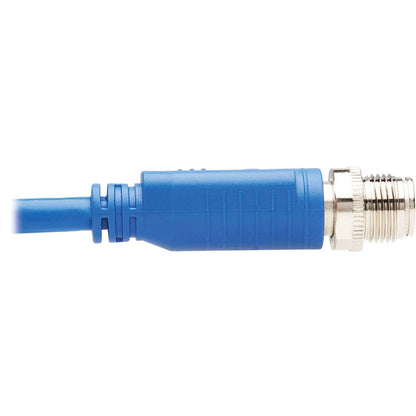 Tripp Lite M12 X-Code Cat6 1G UTP CMR-LP Ethernet Cable (M/M) IP68 PoE Blue 1 m (3.3 ft.)