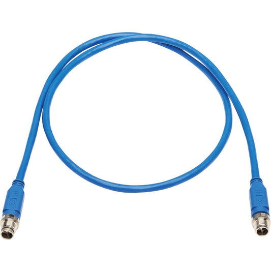 Tripp Lite M12 X-Code Cat6 1G UTP CMR-LP Ethernet Cable (M/M) IP68 PoE Blue 1 m (3.3 ft.)