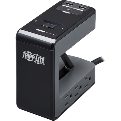 Tripp Lite Safe-IT 6-Outlet Clamp Surge Protector 5-15R Outlets 3 USB Charging Ports 8 ft. (2.4 m) Cord Antimicrobial Protection
