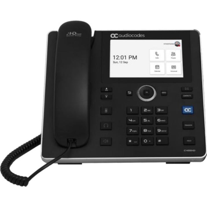 AudioCodes C455HD IP Phone - Corded - Corded - Wi-Fi Bluetooth - Wall Mountable - Black