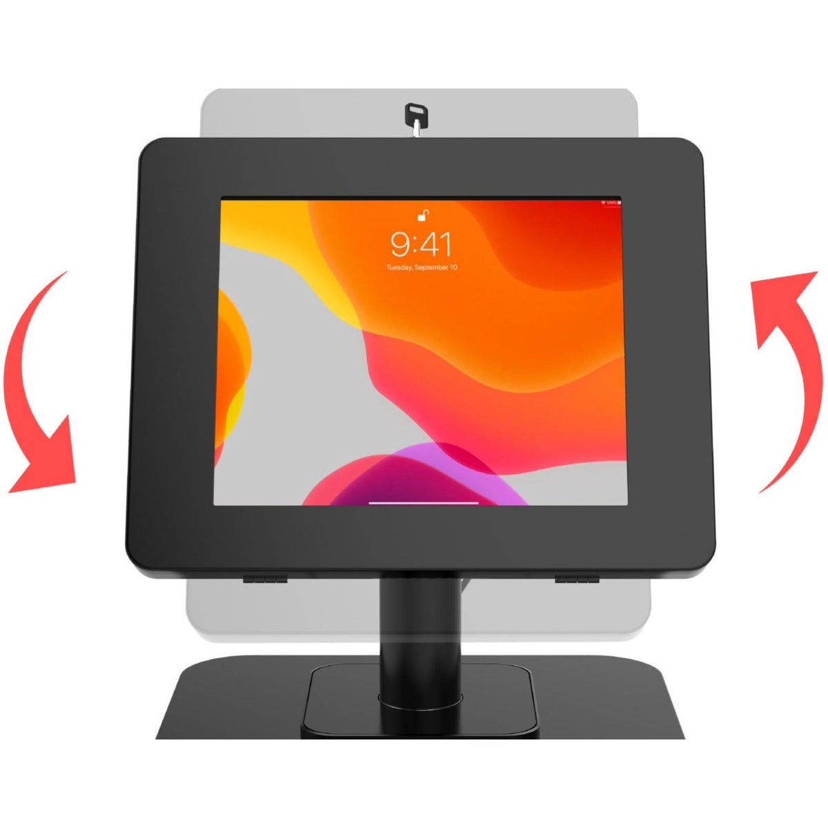 CTA Digital Desk Mount Dual USB Hub & Security Enclosure for iPad Gen 7-10 & More (Black)