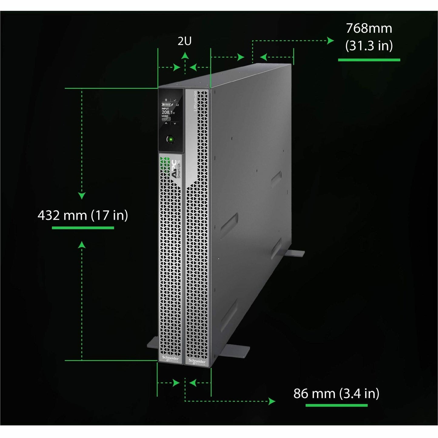 APC by Schneider Electric Smart-UPS Ultra On-Line Lithium ion 5KVA/5KW 2U Rack/Tower 208V