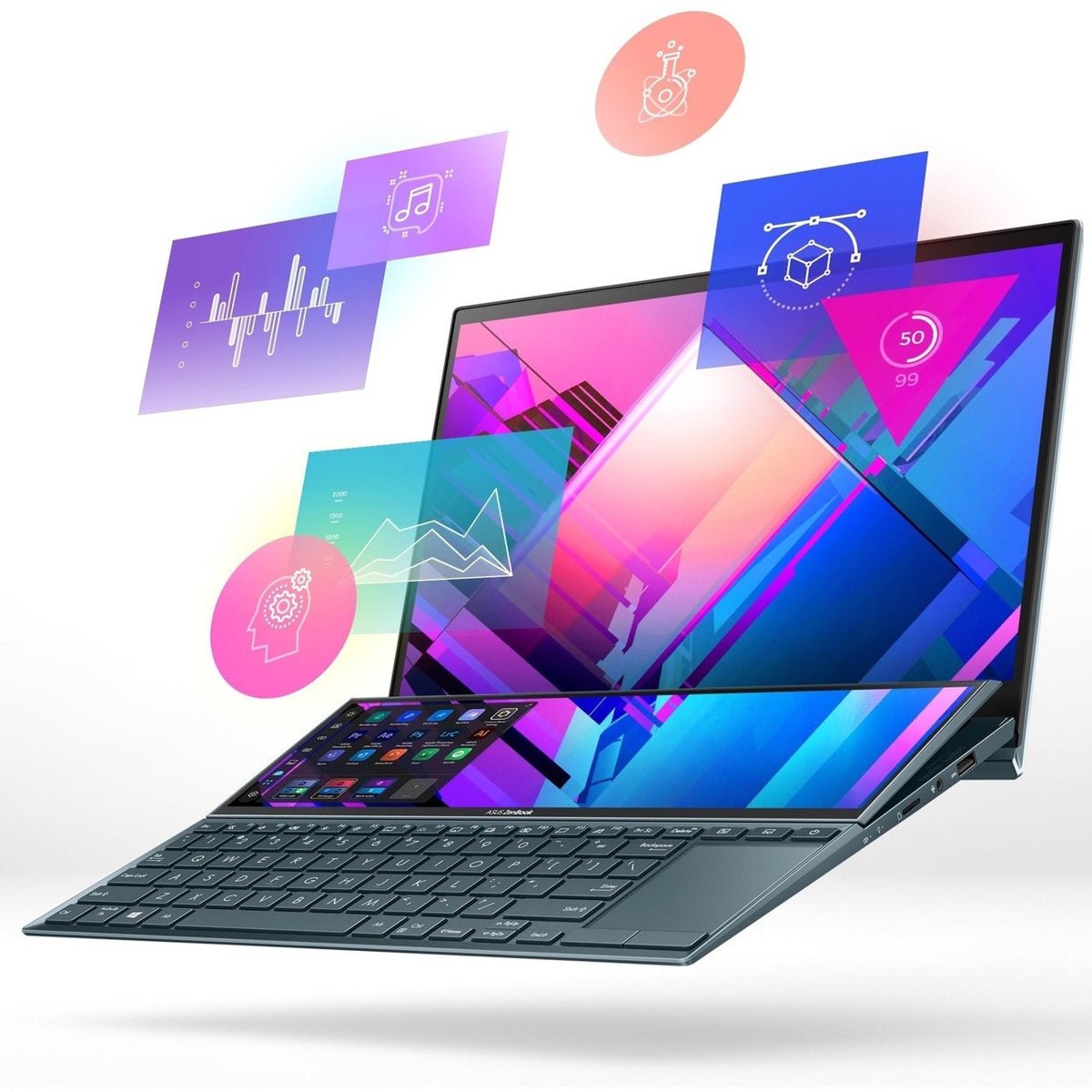 Asus ZenBook Duo 14 UX482 UX482EAR-DB71T 14" Touchscreen Notebook - Full HD - 1920 x 1080 - Intel Core i7 11th Gen i7-1195G7 Quad-core (4 Core) 3 GHz - 8 GB Total RAM - 512 GB SSD - Celestial Blue