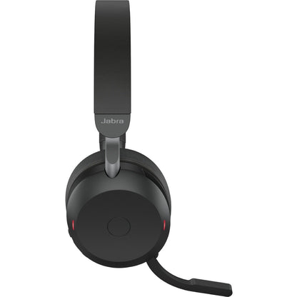 Jabra Evolve2 75 Wireless On-ear Stereo Headset - USB-A - Unified Communication - With Charging Stand - Black - Binaural - Ear-cup - 3000 cm - Bluetooth - 20 Hz to 20 kHz - MEMS Technology Microphone - Noise Cancelling