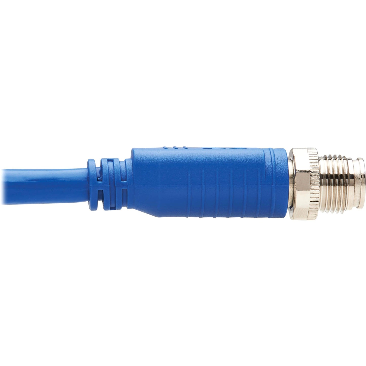 Tripp Lite M12 X-Code Cat6a 10G F/UTP CMR-LP Shielded Ethernet Cable (Right-Angle M/M) IP68 PoE Blue 2 m (6.6 ft.)