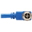 Tripp Lite M12 X-Code Cat6a 10G F/UTP CMR-LP Shielded Ethernet Cable (Right-Angle M/M) IP68 PoE Blue 2 m (6.6 ft.)