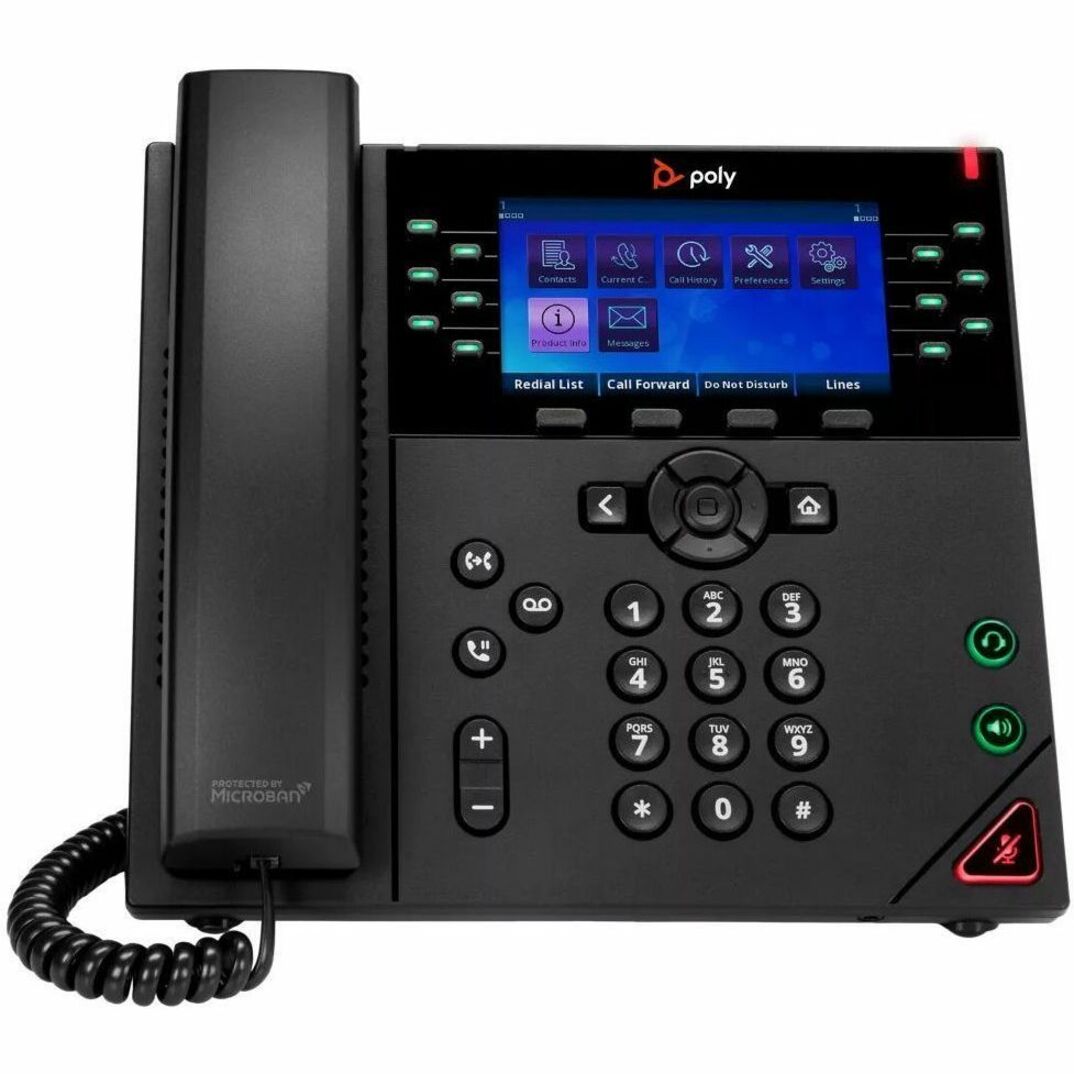 Poly VVX 450 IP Phone - Refurbished - Corded - Corded - Desktop - Black - TAA Compliant