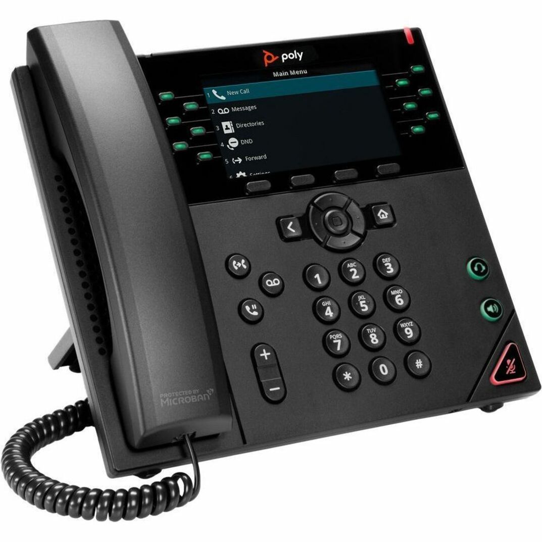 Poly VVX 450 IP Phone - Refurbished - Corded - Corded - Desktop - Black - TAA Compliant