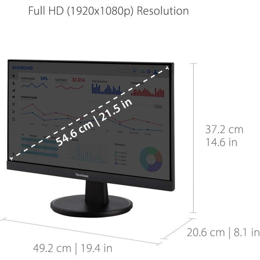 ViewSonic VA2247-MH 22 Inch Full HD 1080p Monitor with Ultra-Thin Bezel AMD FreeSync 75 Hz Eye Care HDMI VGA Inputs for Home and Office