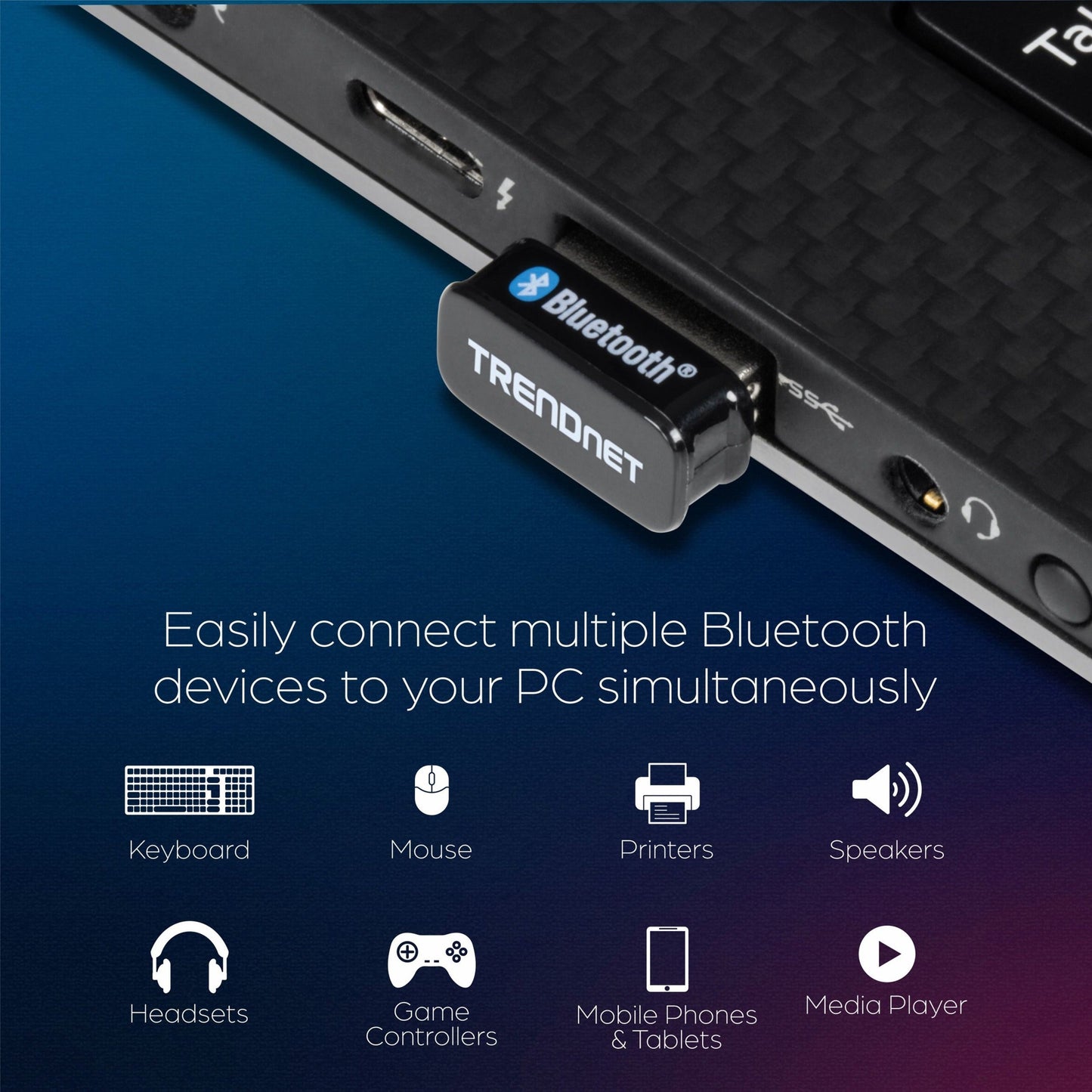 TRENDnet Micro Bluetooth 5.0 USB Adapter Supports Basic Rate(BR) Bluetooth Low Energy(BLE) Enhanced Data Rate(EDR) 100m (328ft.) Range Supports Windows OS Black TBW-110UB