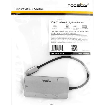 Rocstor Premium USB-C Hub with USB-A Gigabit Ethernet & USB-C 100W PD