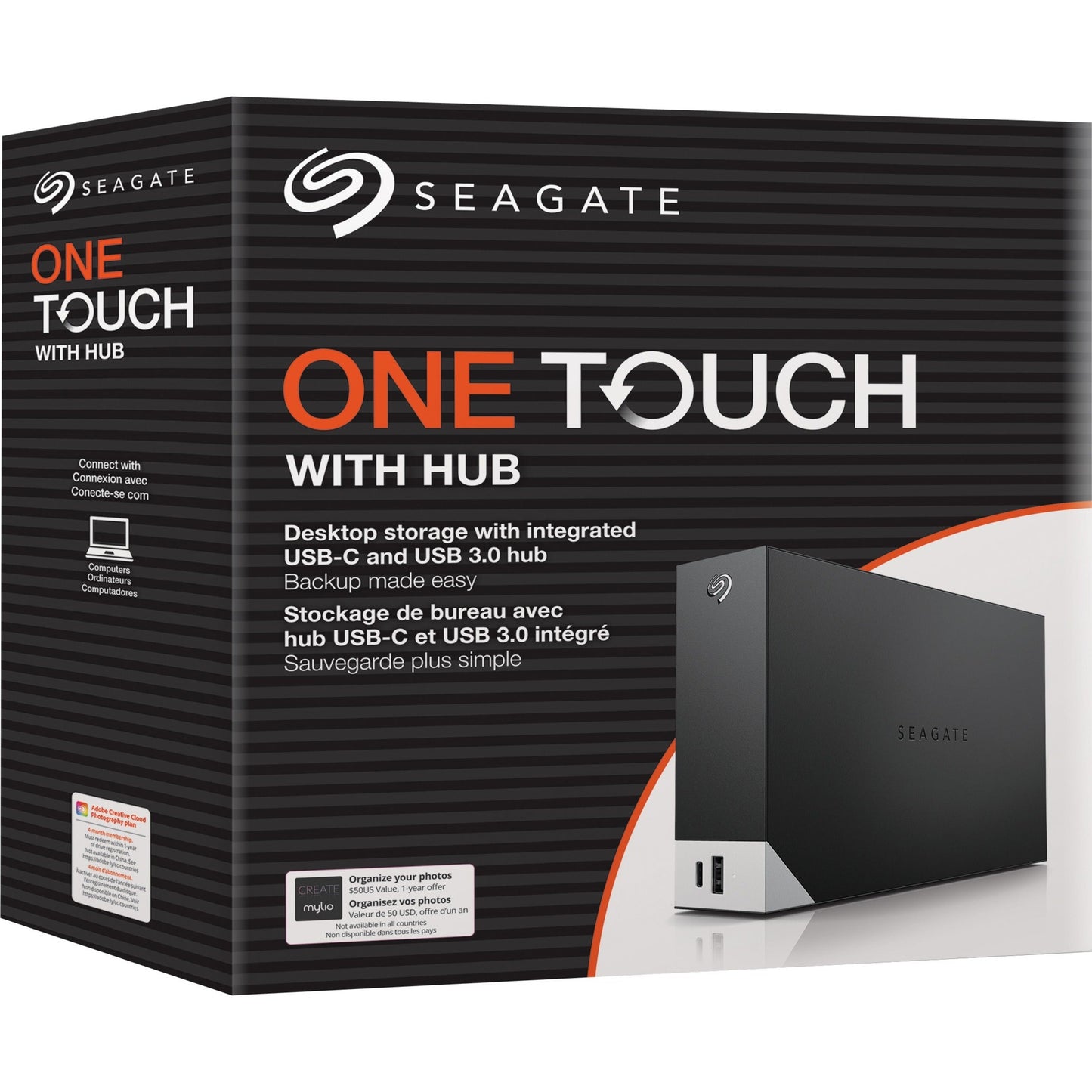 Seagate One Touch STLC6000400 6 TB Hard Drive - 3.5" External - SATA (SATA/600) - Shingled Magnetic Recording (SMR) Method - Black