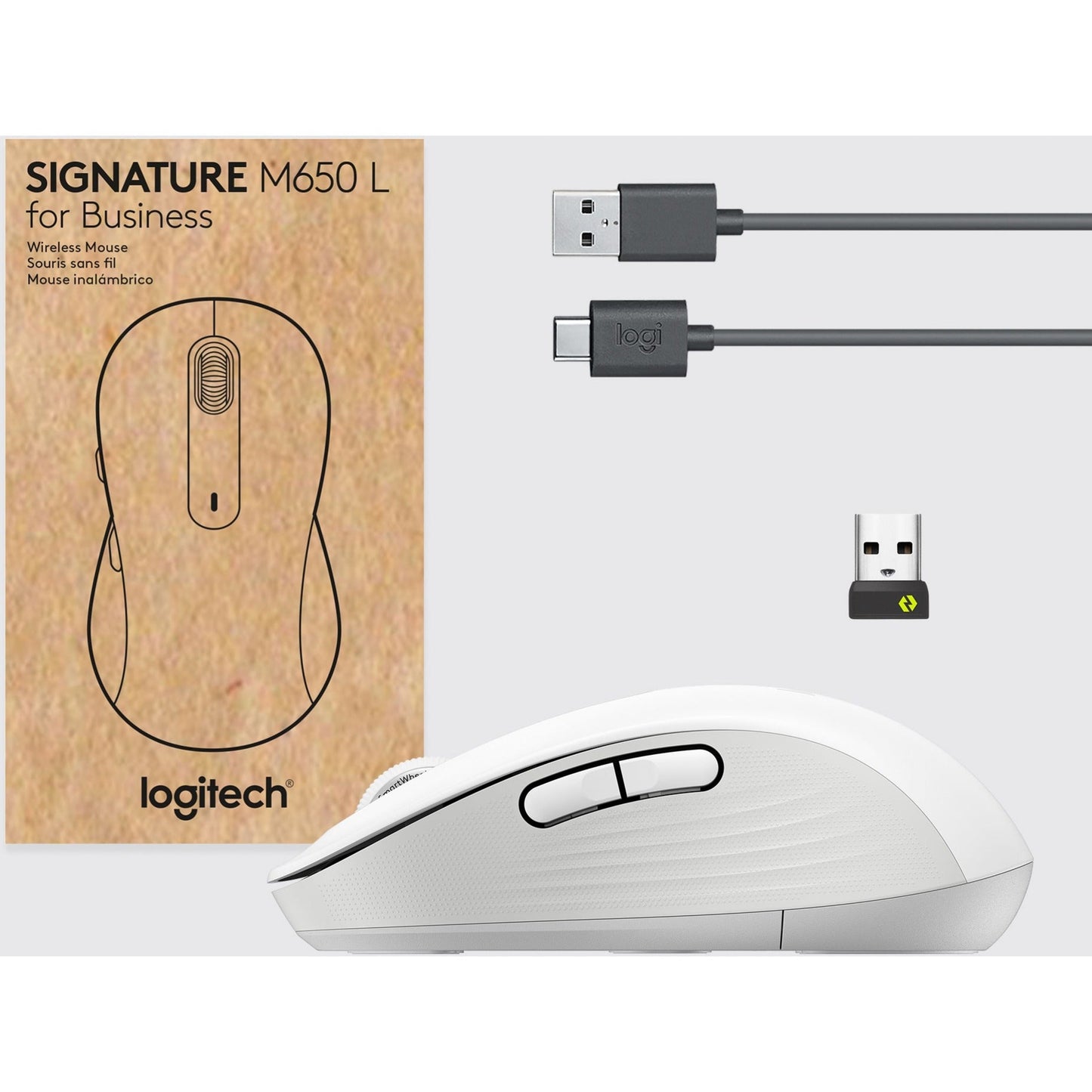 Logitech Signature M650 L for Business (Off-White) - Brown Box