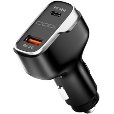 CODi Dual Port 65W Car Charger/Auto Adapter (USB-C USB-A Outputs)