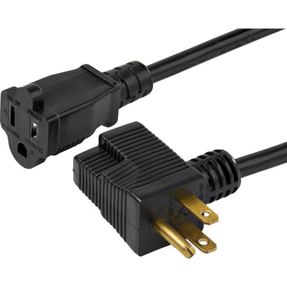 StarTech.com 3ft (1m) Piggyback Power Extension Cord NEMA 5-15P to 2x NEMA 5-15R Cable 16 AWG 125V/15A Outlet Saver Cord UL Certified