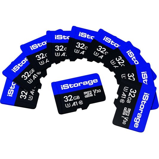 10 PACK iStorage microSD Card 32GB | Encrypt data stored on iStorage microSD Cards using datAshur SD USB flash drive | Compatible with datAshur SD drives only