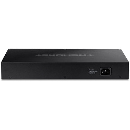 TRENDnet 18-Port Gigabit PoE+ Switch 16 x 30W PoE+ Ports 2 Gigabit SFP Slots 240W PoE Budget 36Gbps Switching Capacity 1U 19" Rack Mountable Lifetime Protection Black TPE-TG182