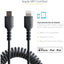 StarTech.com 1m (3ft) USB C to Lightning Cable MFi Certified Coiled iPhone Charger Cable Black Durable TPE Jacket Aramid Fiber