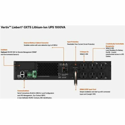 Vertiv Liebert GXT5 Lithium-Ion Online UPS 1000VA/1000W 120V Tower/Rack UPS