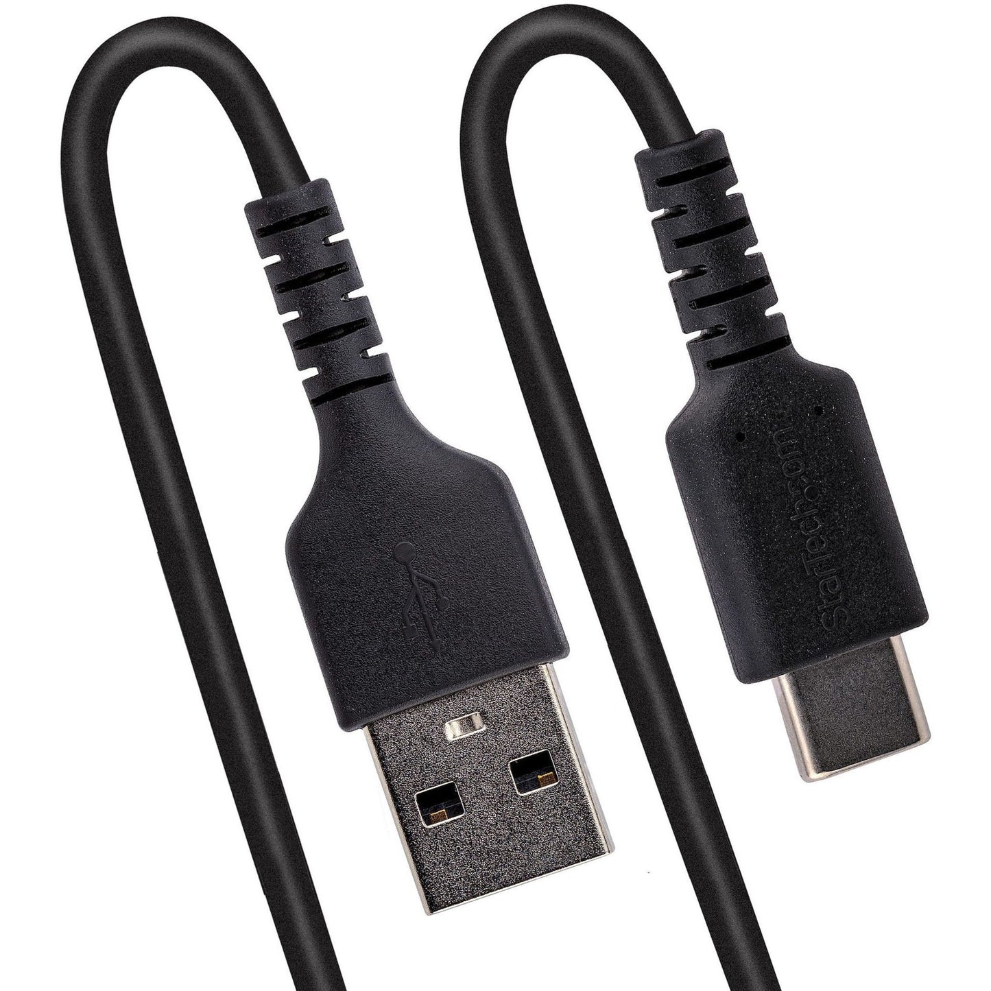 StarTech.com 20in (50cm) USB A to C Charging Cable Coiled Heavy Duty USB 2.0 A to Type-C Durable Fast Charge & Sync USB-C Cable Black