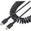 StarTech.com 3ft (1m) USB C Charging Cable Coiled Heavy Duty Fast Charge & Sync USB-C Cable High Quality USB 2.0 Type-C Cable Black