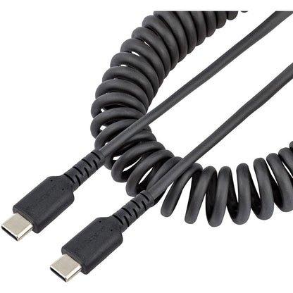 StarTech.com 20in (50cm) USB C Charging Cable Coiled Heavy Duty Fast Charge & Sync USB-C Cable High Quality USB 2.0 Type-C Cable Black