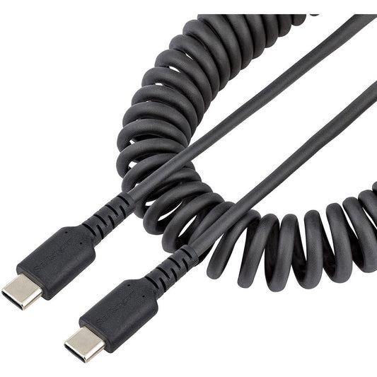 StarTech.com 20in (50cm) USB C Charging Cable Coiled Heavy Duty Fast Charge & Sync USB-C Cable High Quality USB 2.0 Type-C Cable Black