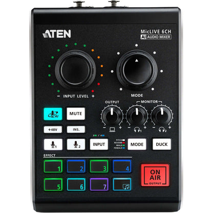 ATEN UC8000 Podcast AI Audio Mixer | MicLIVE 6-CH